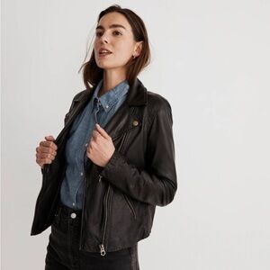 Madewell Leather Motorcycle Jacket: Brass Hardware Edition